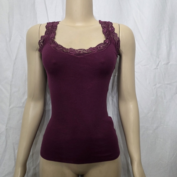Lucky Brand Plum Lace Tank Top - Picture 1 of 4